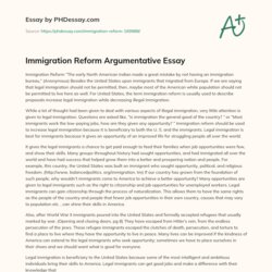 Immigration Reform Argumentative Essay