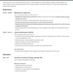 Superior Maintenance Resume Examples For Worker Supervisor Subscribers Example Template Influx
