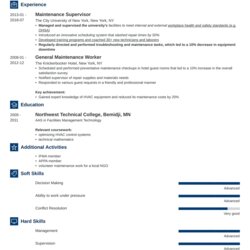Out Of This World Maintenance Resume Examples For Worker Supervisor Example