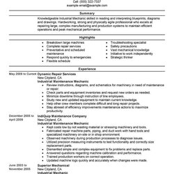 Tremendous Best Industrial Maintenance Mechanic Resume Example From Professional Examples Job Sample