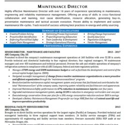 Great Maintenance Resume Example Director Manager Mechanic