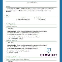 Very Good Resume Format Word Template
