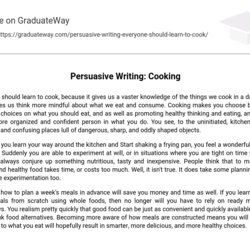 Persuasive Writing Cooking Essay Example Everyone Should Learn To Cook