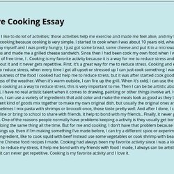 Sublime Cooking Essay In English Answer