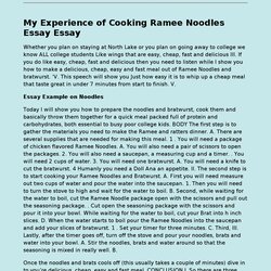 My Experience Of Cooking Noodles Essay Free Example Post Preview