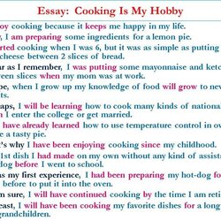 Superior Free My Hobby Cooking Essay Examples And Topic Ideas