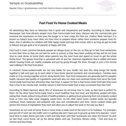 Outstanding Fast Food Vs Home Cooked Meals Comparison Free Essay Example Words