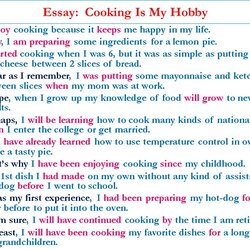 Super Essay My Hobby Is Cooking Task Use All With Tenses