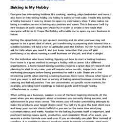 Out Of This World Baking Is My Hobby Free Essay Sample On Post Preview