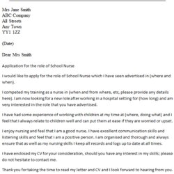Fantastic School Nurse Cover Letter Example Nursing Sample Introduction Resume Job Rn Template Post