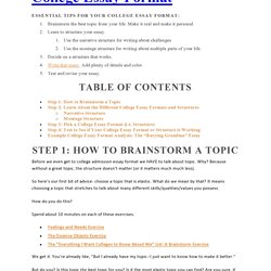 Wonderful College Essay Format Templates Examples