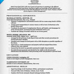 The Highest Quality Hotel Clerk Resume Sample Companion Hospitality Front Desk Examples Example Document Ms