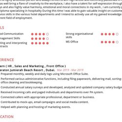 Smashing Hospitality Student Resume Sample In