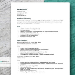 Hospitality Resume Example That Extends Warm Welcome