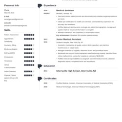 Peerless Medical Resume Examples Templates For Field Template Example Modern