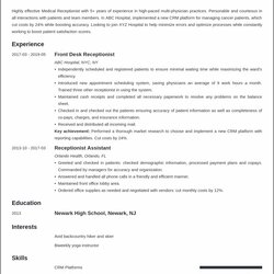 Free Medical Office Resume Templates Example Gallery