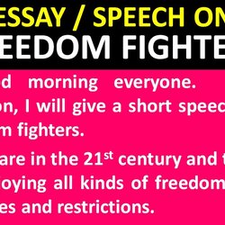 Smashing Essay On Freedom Fighters Speech Indian In
