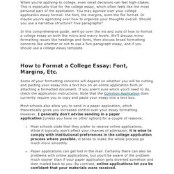 Cool College Essay Format Templates Examples
