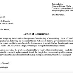 Brilliant Resignation Letter Samples