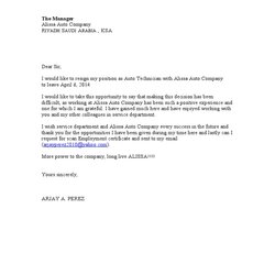Superlative Resignation Letter