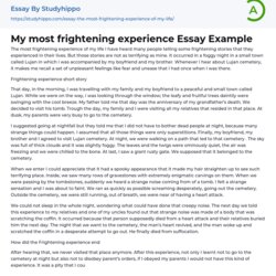 Exceptional My Most Frightening Experience Essay Example The Of Life