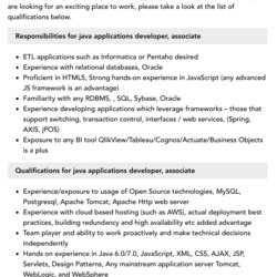 Preeminent Java Applications Developer Associate Job Description Velvet Jobs