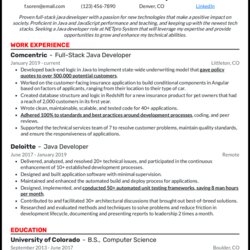 Real Full Stack Developer Resume Examples That Worked In Java Example