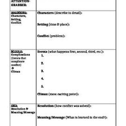 Narrative Writing Outline Worksheet With Student Example Short