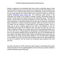Great The Best College Scholarship Essay Writing Service By Page