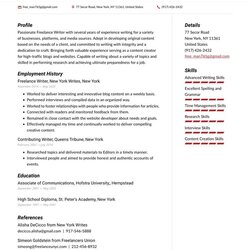 Sterling Freelance Writer Resume Examples Writing Tips Example Job Format Edit