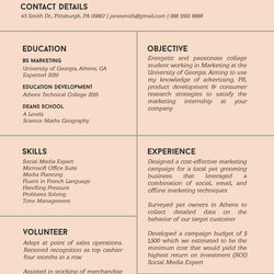 Excellent Resume For Internship Students Experience Template Student Format Vitae Curriculum Personal Free