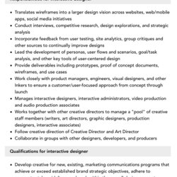 Great Interactive Designer Job Description Velvet Jobs