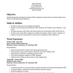 High Quality Job Resume Template Sample Government Examples Jobs Federal Format Samples Objective Letter