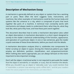 Fantastic Object Description Essay Example Resume Letter Of Mechanism Free
