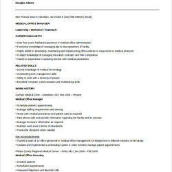 Swell Free Sample Office Manager Resume Templates In Ms Word Medical Resumes