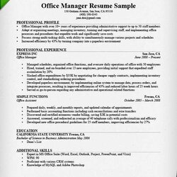 Brilliant Office Manager Resume Template Sample