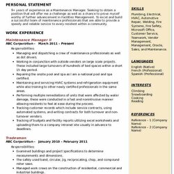 Out Of This World Maintenance Manager Resume Samples Sample Build Ii