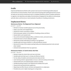 Outstanding Maintenance Worker Resume Example Writing Guide Examples Edit Job