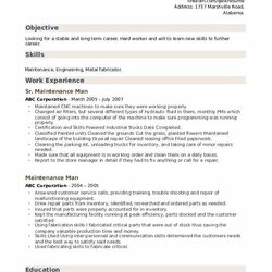 The Highest Quality Maintenance Man Resume Samples Build Example