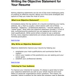 Letter Resume Objective Statements Sample And Format Let Examples Job College Statement Student Career