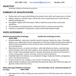 High Quality Free Medical Assistant Resume Objective Templates In Ms Word Office Sample