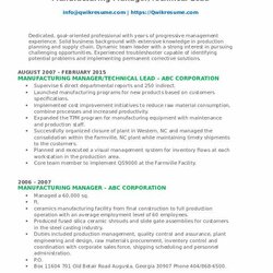 Preeminent Manufacturing Manager Resume Samples Build