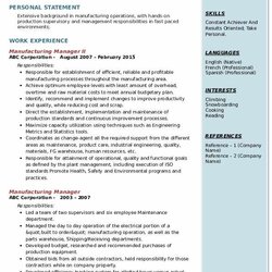 Supreme Manufacturing Manager Resume Samples Build Template