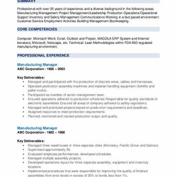 Superior Manufacturing Manager Resume Samples Example Resumes