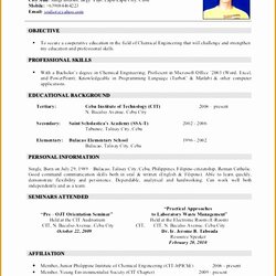 Resume Sample Free Samples Examples Format Philippines Doc Formats Vitae Lovely Of