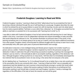 Peerless Frederick Douglass Learning To Read And Write Essay Example