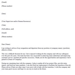 Exceptional Sample Resignation Letter Of Intent With Template