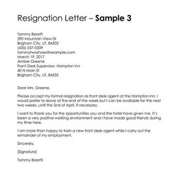 Letter Of Intent For Job Best Examples Resignation Sample