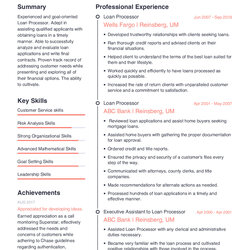 Capital Loan Processor Resume Example With Content Sample