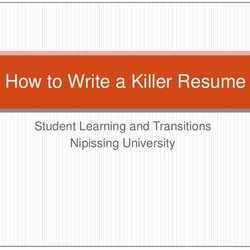 High Quality How To Write Killer Resume